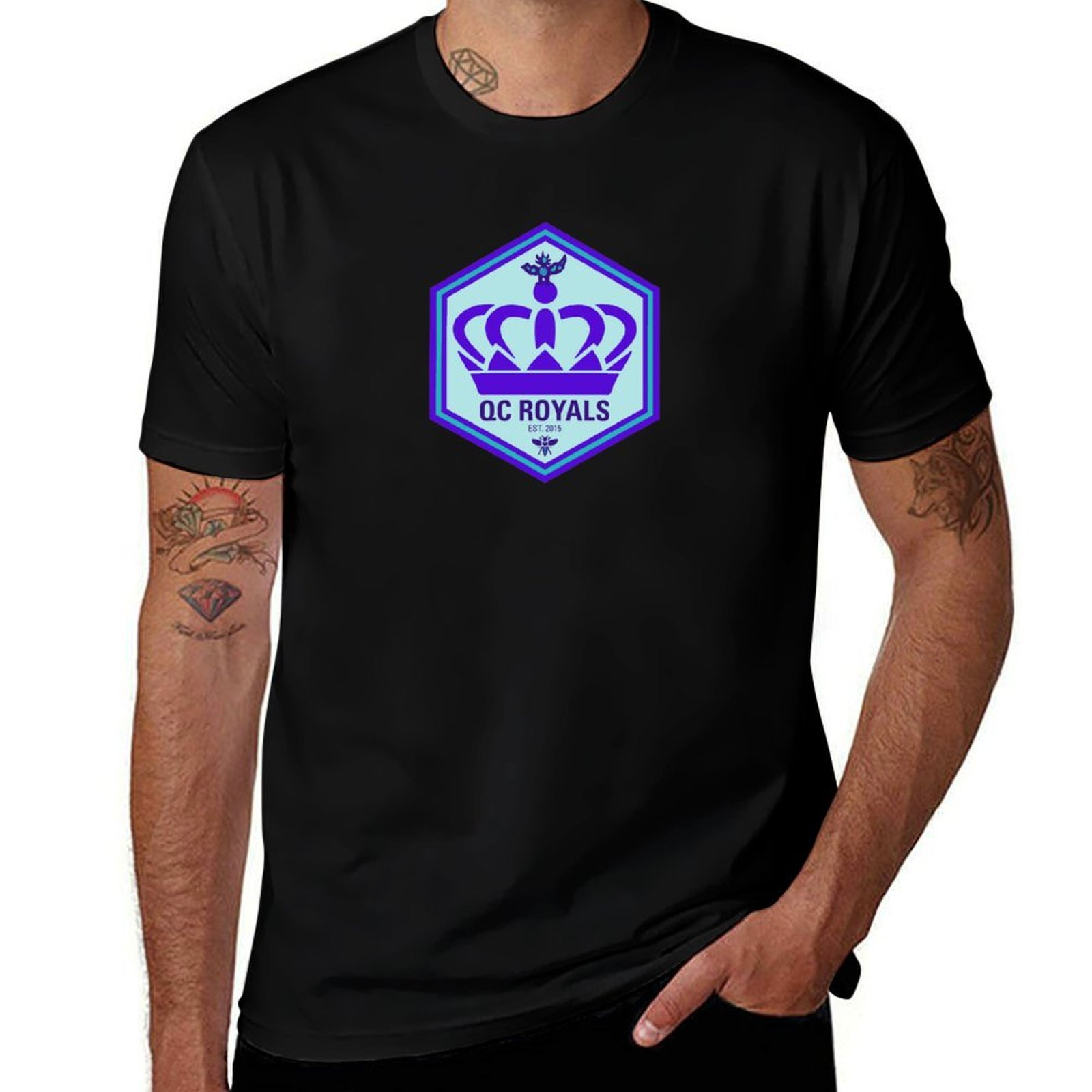 Printing Qc - QC ロイヤルズ 2021 ロゴ Tシャツ サマープリント半袖