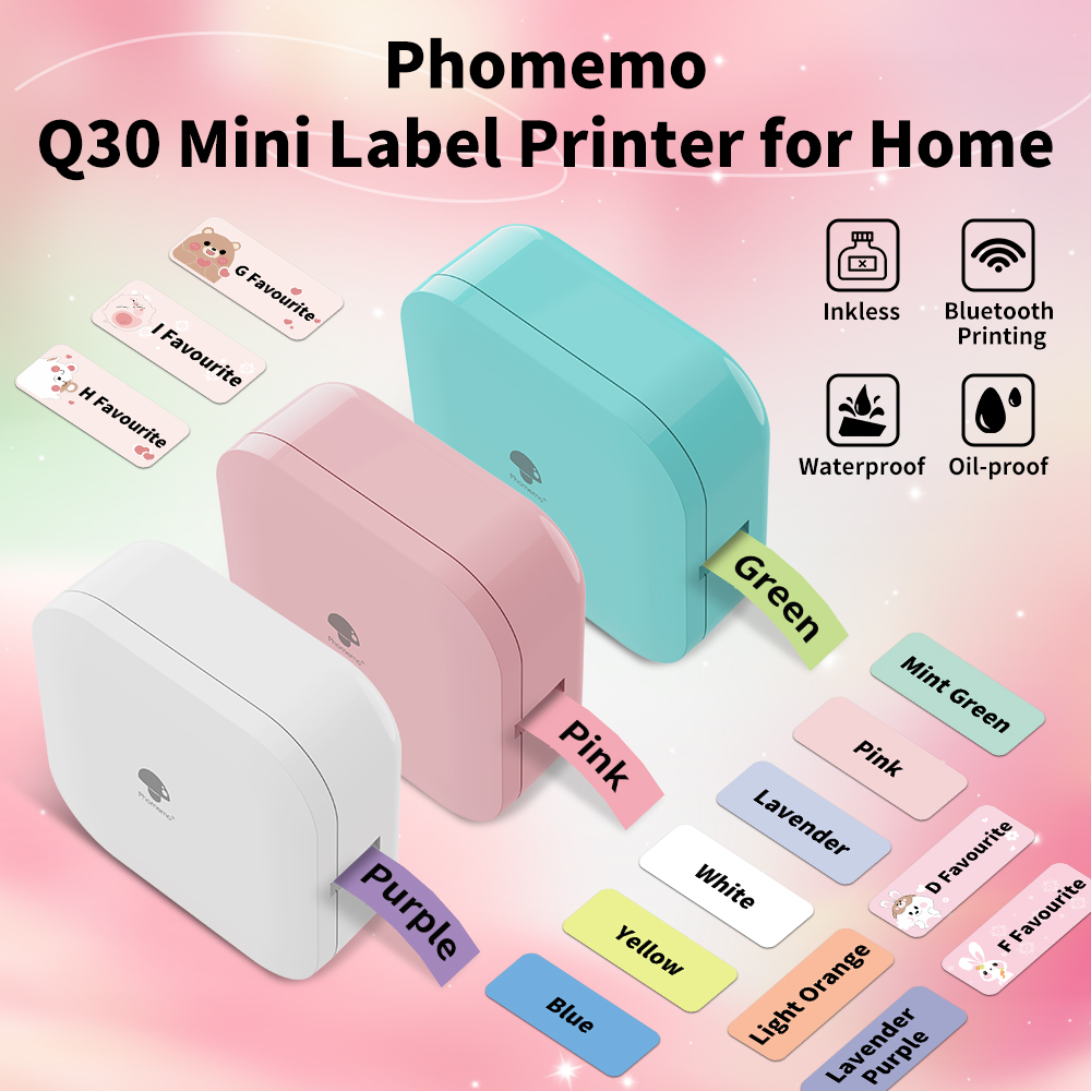 Commercial Printing Labels - Phomemo Q30 ワイヤレスサーマルラベルプリンター 6-15mm 印刷幅 ラベルメーカー