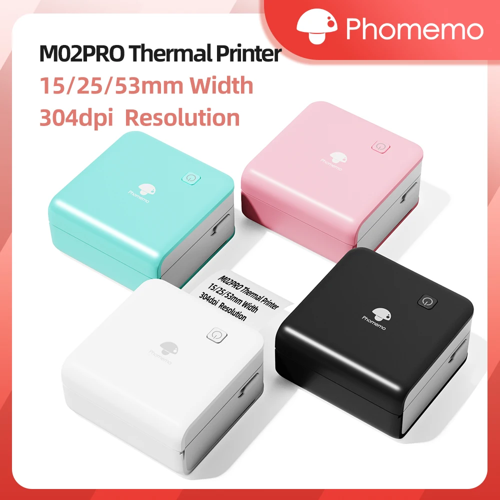 Commercial Printing Labels - ミニポータブルプリンター,ワイヤレスサーマルラベラー,インクレス印刷,15mm, 25mm, 50mm, 53mm,写真,簡単なラベリング,Phomemo-M02Pro dpi,300