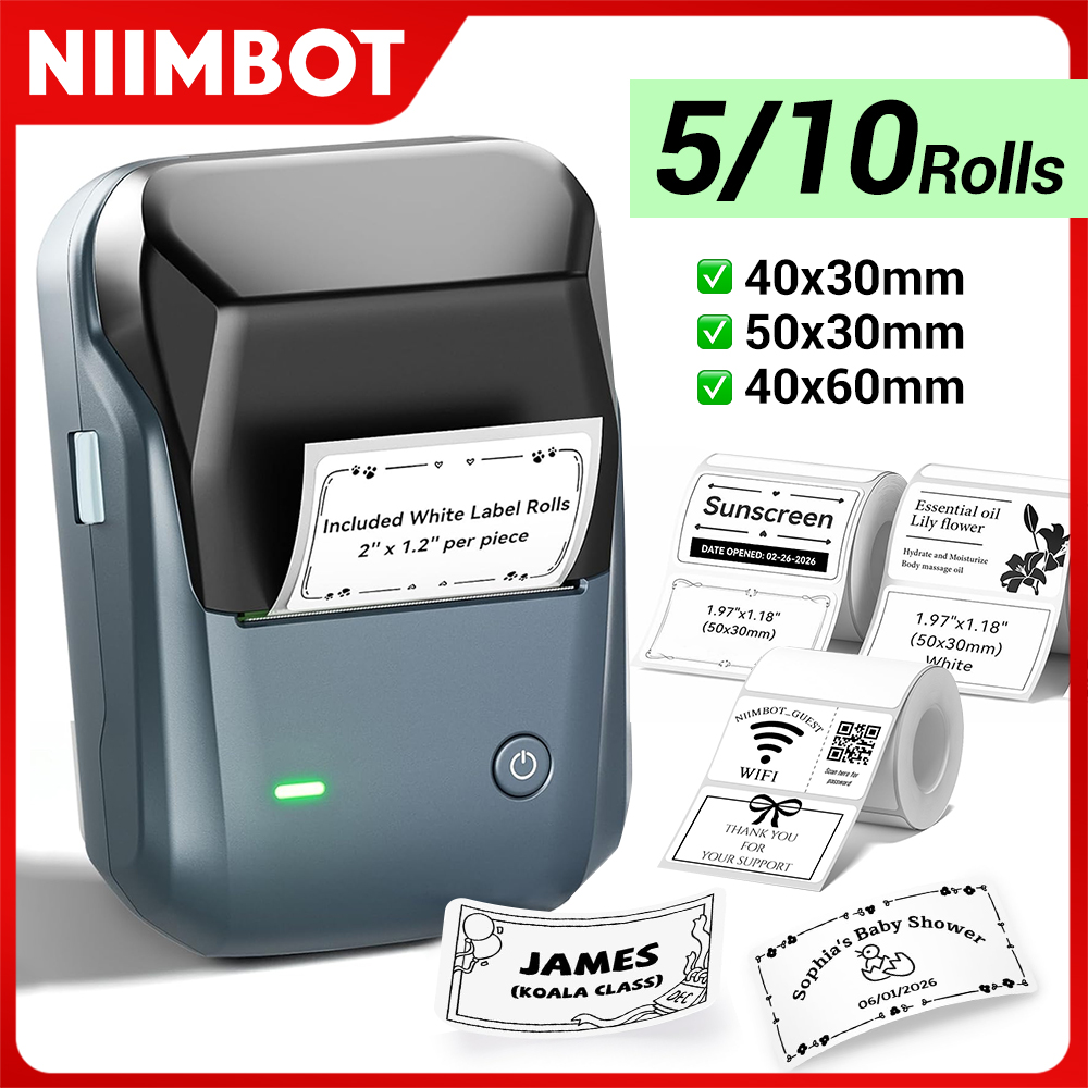 Commercial Printing Labels - Niimbot B1 プリンタサーマル Bluetooth ワイヤレスミニモバイルラベルステッカーメーカー 10