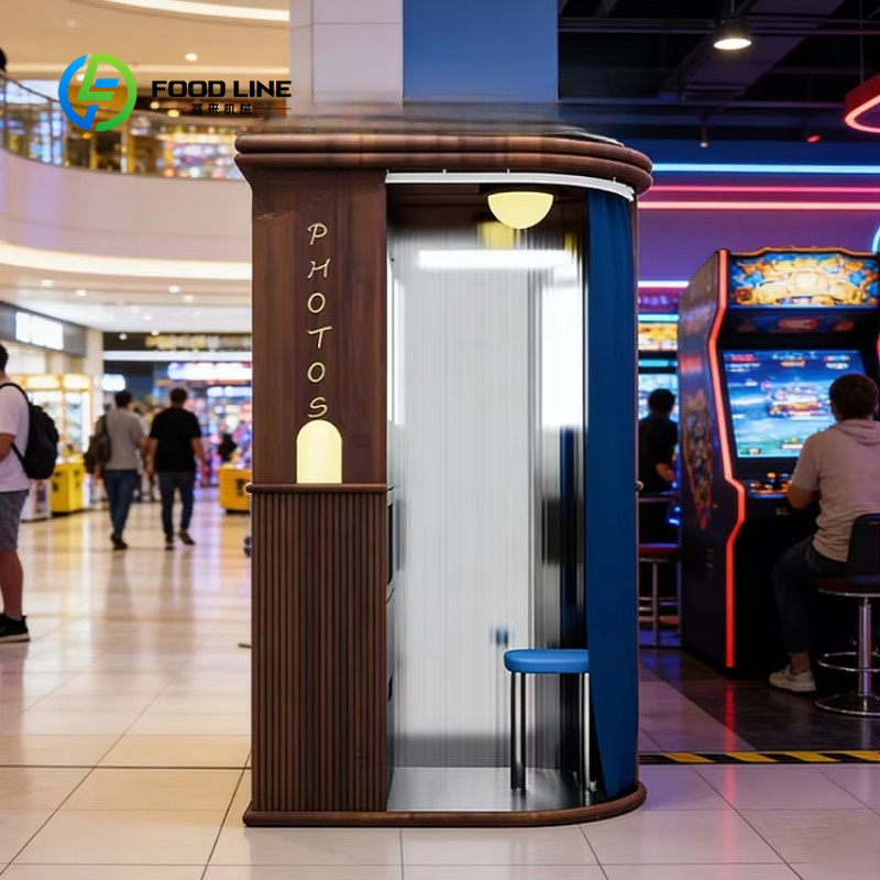 Commercial Printing Photoshop - ショッピングモール向け商業用卸売業者向けのカスタム密閉型フォトブース、北欧ヴィンテージデザインの屋内インスタントプリントキオスク
