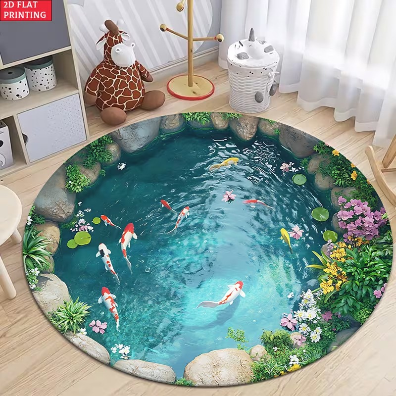 リアルなターコイズブルーの水プールをイメージした円形ラグ、波 - Wholesale Commercial Printing のレビューと価格