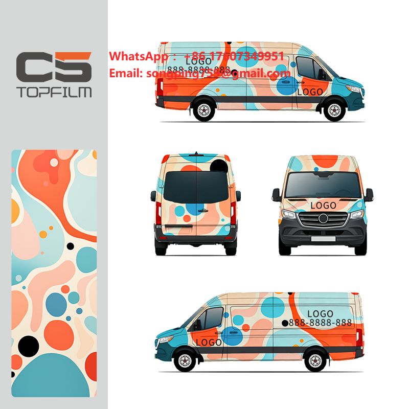 カスタム印刷車両広告用ビニールラップ カラフルな抽象デザイン - Commercial Wrap Printing のレビューと価格