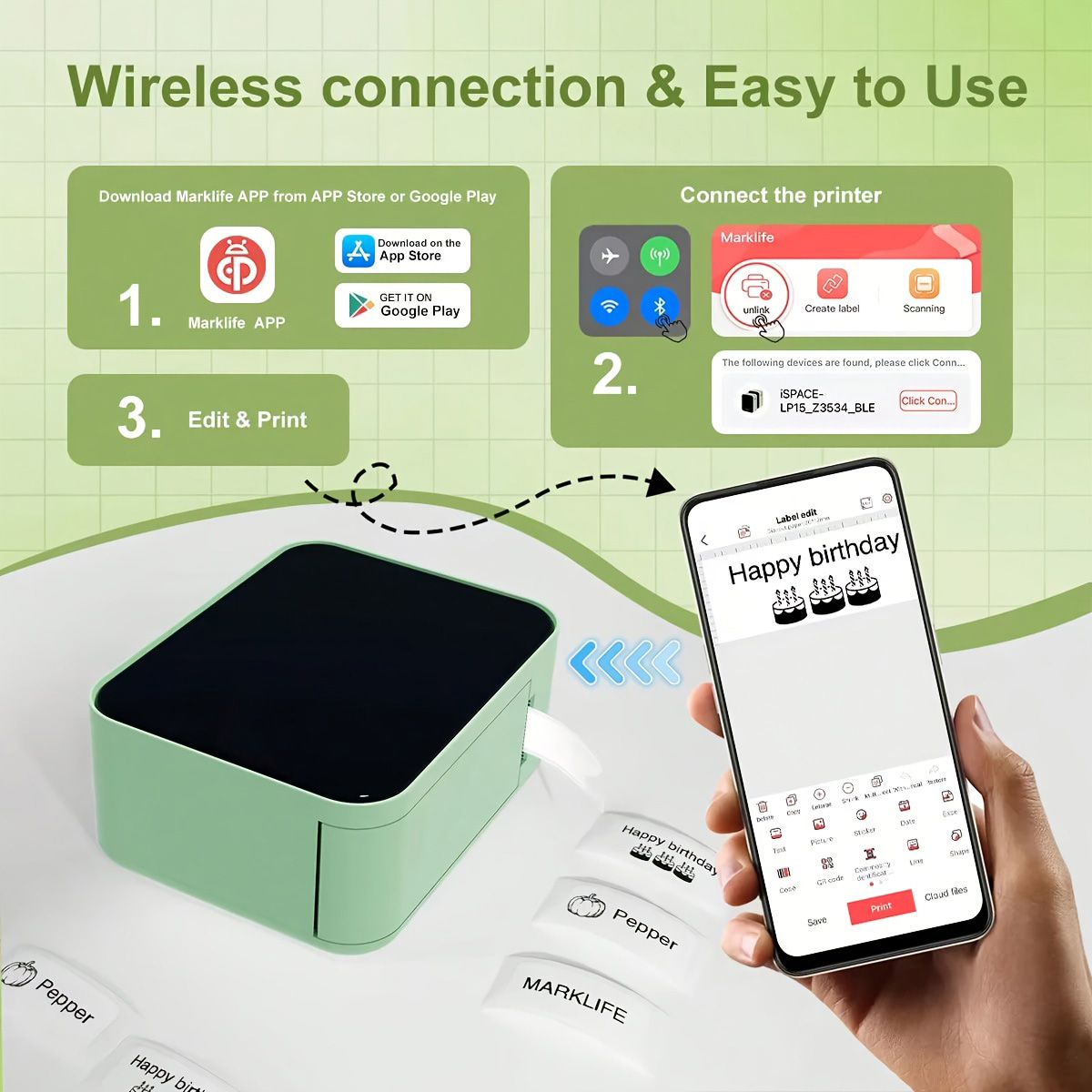 Marklife P15 ラベルプリンターポータブルサーマル - Commercial Printing Labels のレビューと価格