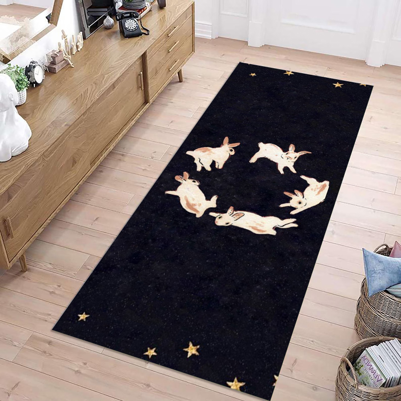 ボヘミアンかわいい猫柄ランナーラグ グリーン 星と足跡付き  - Wholesale Commercial Printing のレビューと価格