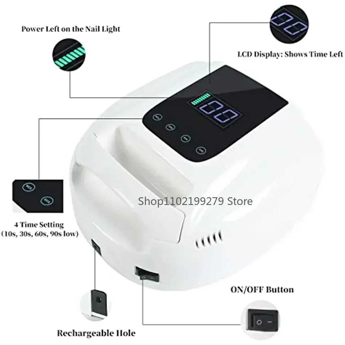 充電式ネイルランプ コードレス ジェルネイル乾燥機 UVライ - Exposure Unit Uv のレビューと価格